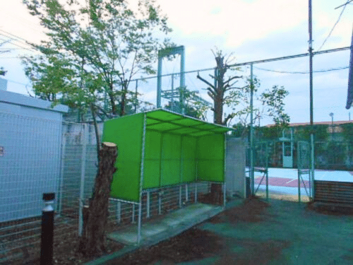 大きく広がっていた枝葉がなくなり、シート倉庫まわりが広々とした印象になりました