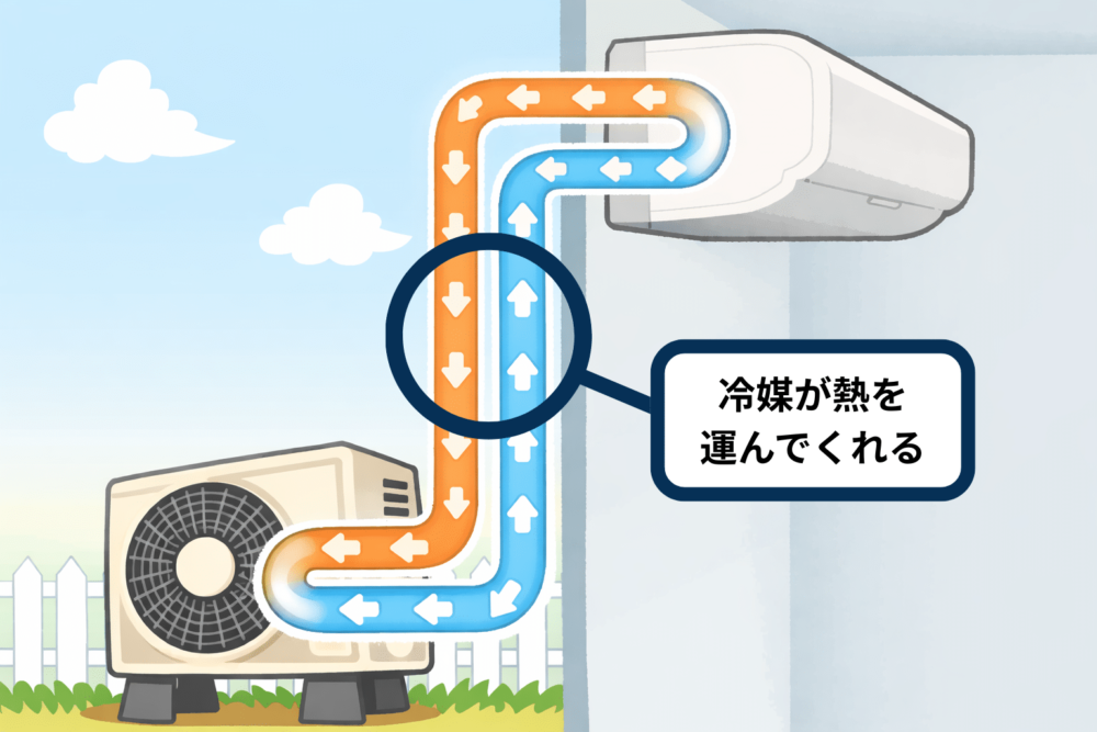 冷媒の仕組みの図