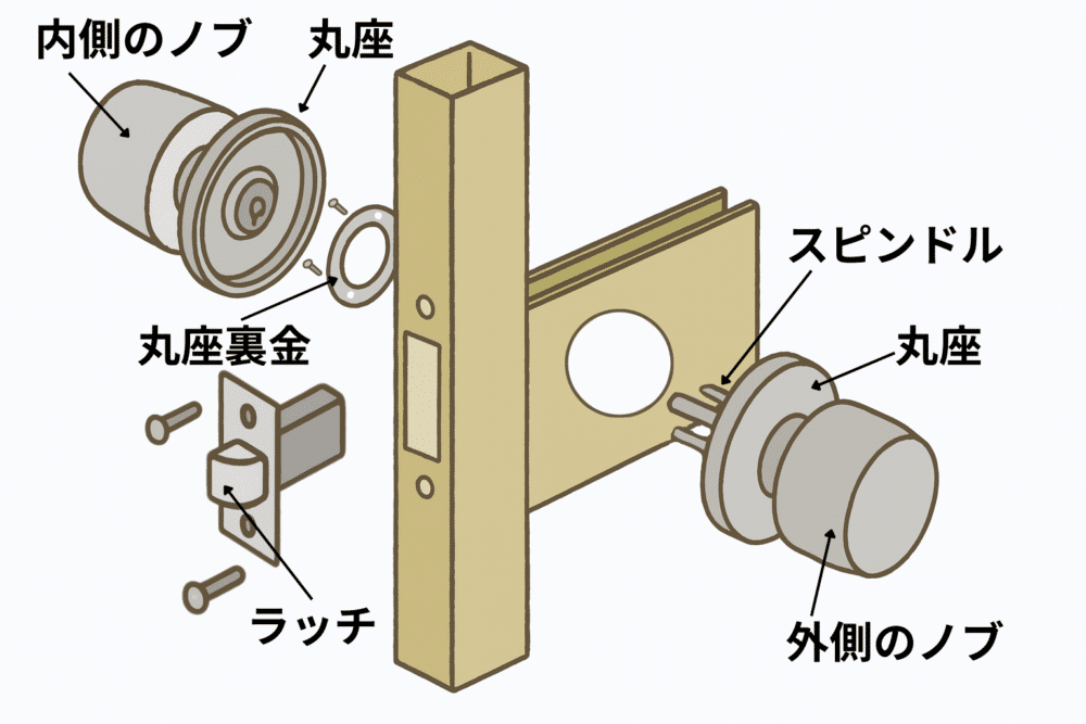 ドアノブの構造説明図